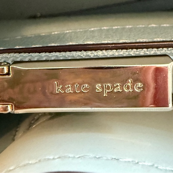 Kate Spade New York Light Blue Leather Tote Crossbody Bag Silver Hardware - Picture 8 of 9